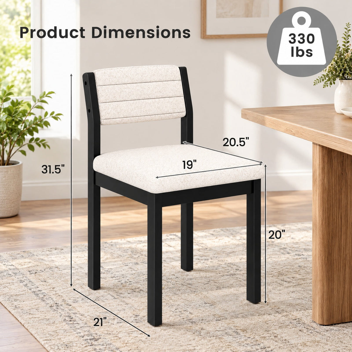 Airfind Set of 2 Dining Chairs Sherpa Upholstered Armless Chair with Wood Frame, Faux Sherpa Rubber Wood Plywood Frame, White