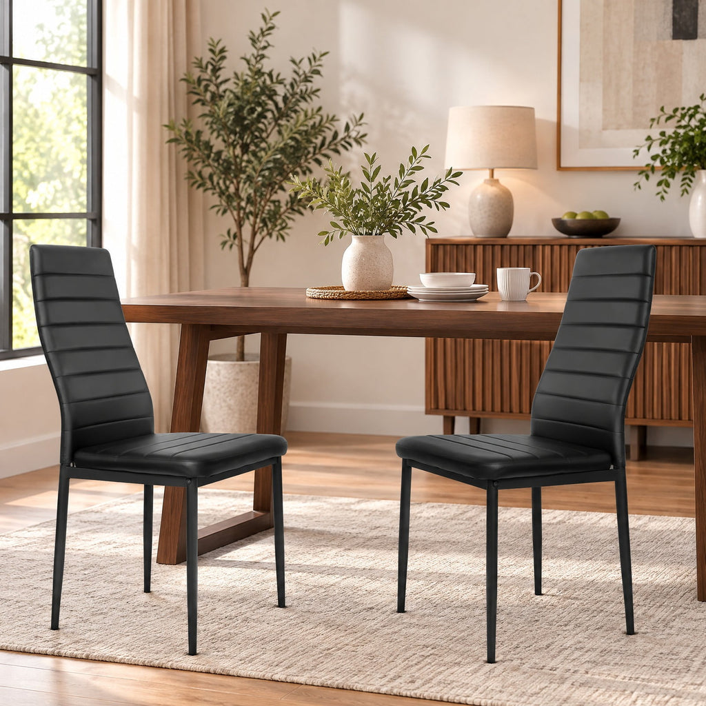 Airfind 4 Pieces Modern Leather Dinning Chairs Set with Metal Frame, 250 lbs Capacity, PVC Leather sponge steel Frame, 17 Inch x 20.5 Inch x 38 Inch Footprint