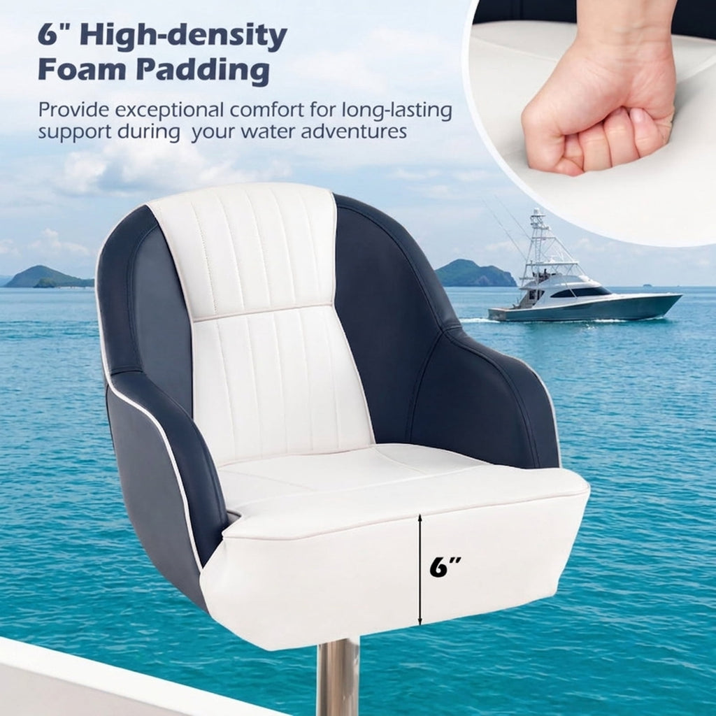 Airfind Captain Pontoon Bucket Seat with Marine-Grade Upholstery, Blue