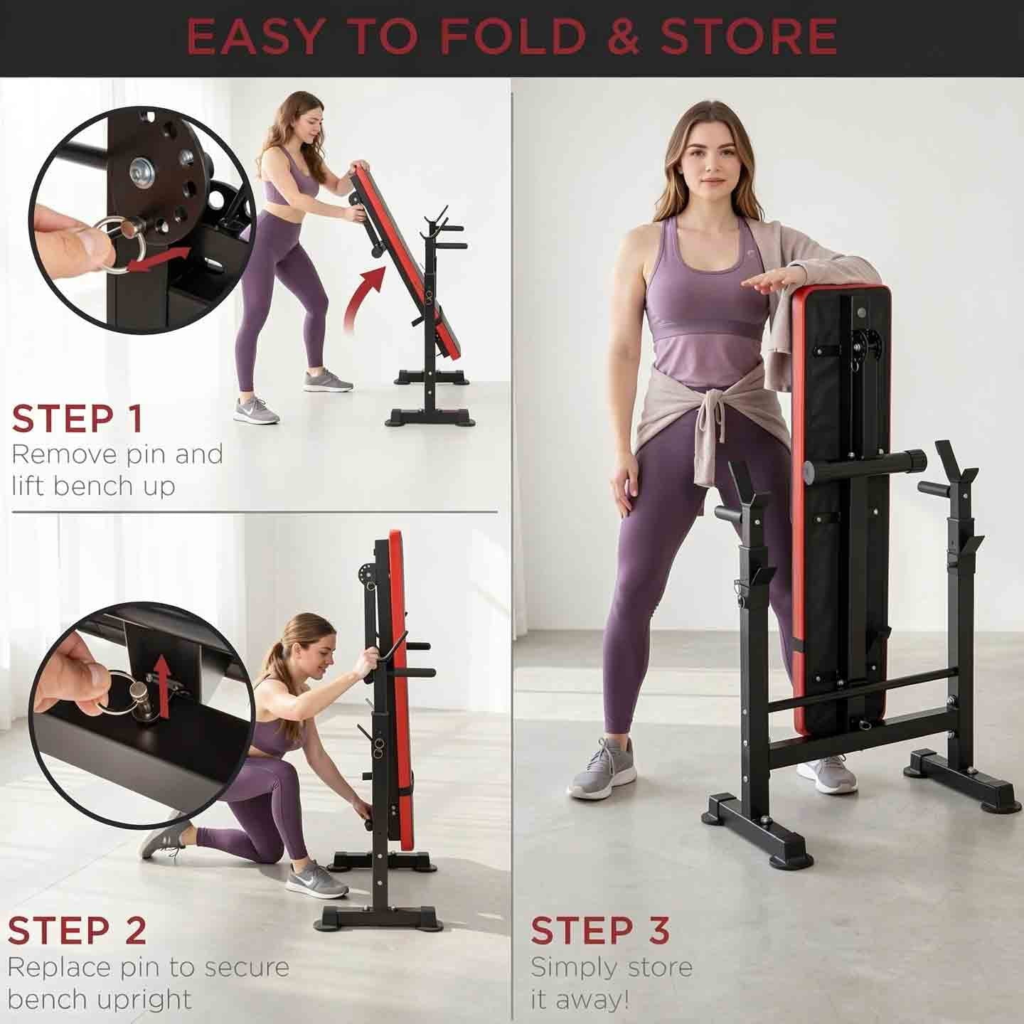 Airfind Adjustable Weight Bench, 380LBS Foldable 5-Position Home Gym