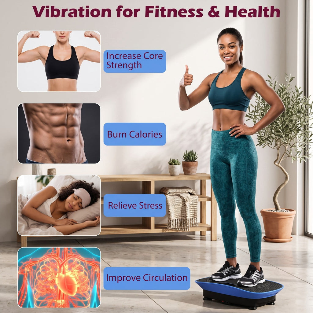 Airfind Whole Body Vibration Plate Exercise Machine for Lymphatic Drainage and Weight Loss, Vibration Platform with 10 Speed Intensities, LED Display and, Navy