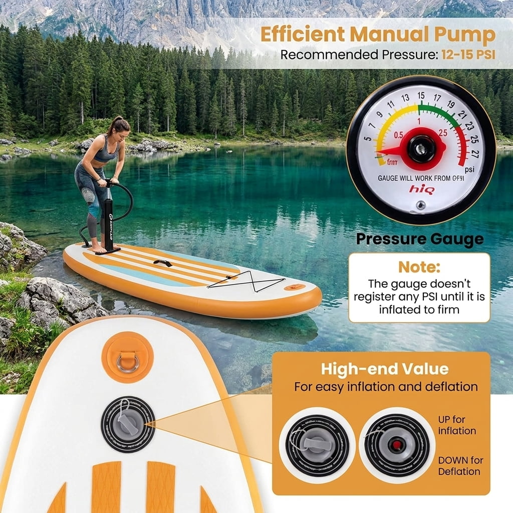 Airfind 10 FT Inflatable Stand-Up Paddle Board Set for Adults Youth ¡ª Drop-Stitch Core, 500D PVC Shell, 3 Fins, Adjustable Paddle, Pump, Backpack Leash Included (Blue and Yellow)