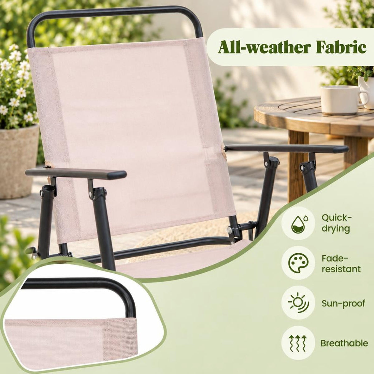 Airfind 4 Pieces Outdoor Bar Set with Umbrella, 110 lbs Capacity, Fabric Metal Tempered Glass Polyester Frame, 24 x 24 x 36 Footprint, Beige