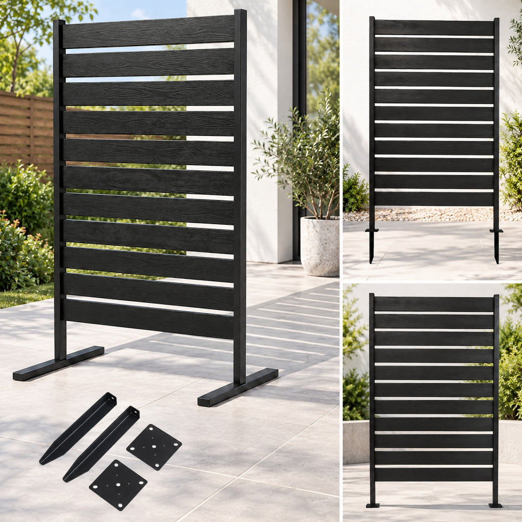Airfind Outdoor Privacy Screen Fence for Backyard Pool Lawn, HIPS Metal Frame, 25 x 37 x 64 Footprint, Black