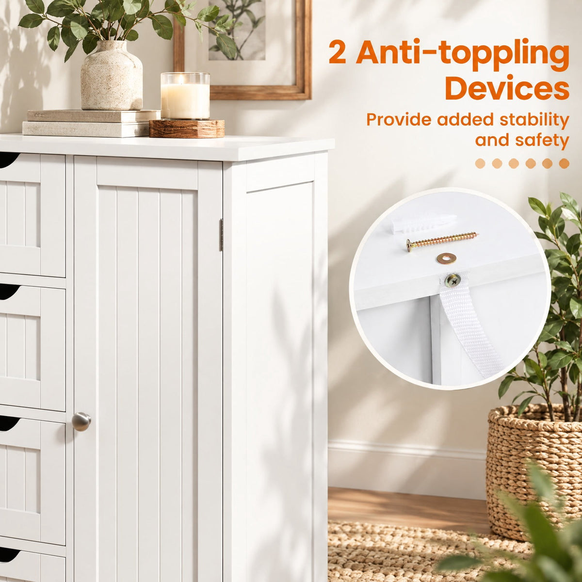 Airfind Standing Indoor Wooden Cabinet with 4 Drawers, 143 lbs Capacity, MDF Engineered Wood Frame, 21.5 Inch x 12 Inch x 32.5 Inch Footprint, White