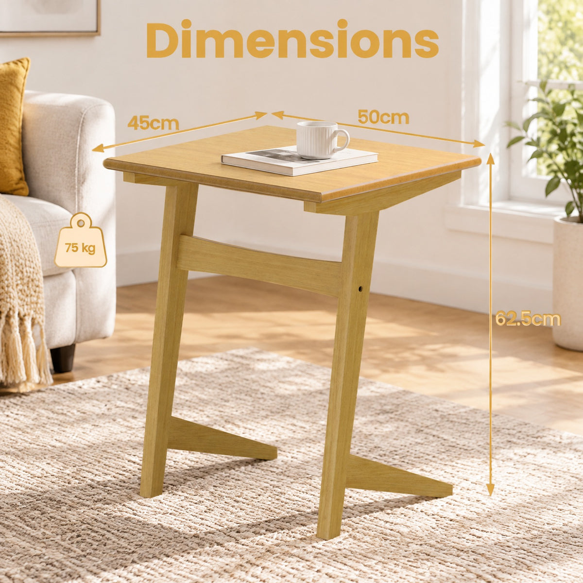 Airfind Set of 2 Wood Sofa Side Table C, 165 lbs Capacity, Rubber Wood MDF Frame, 20 x 18 x 24.5 Footprint, Wood