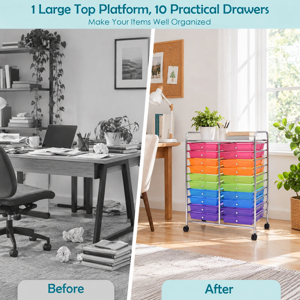 Airfind 20 Drawers Storage Rolling Cart Studio Organizer, Steel Frame, 25 Inch x15 Inch x 34 Inch Footprint, 20 removable drawers for storage and classify