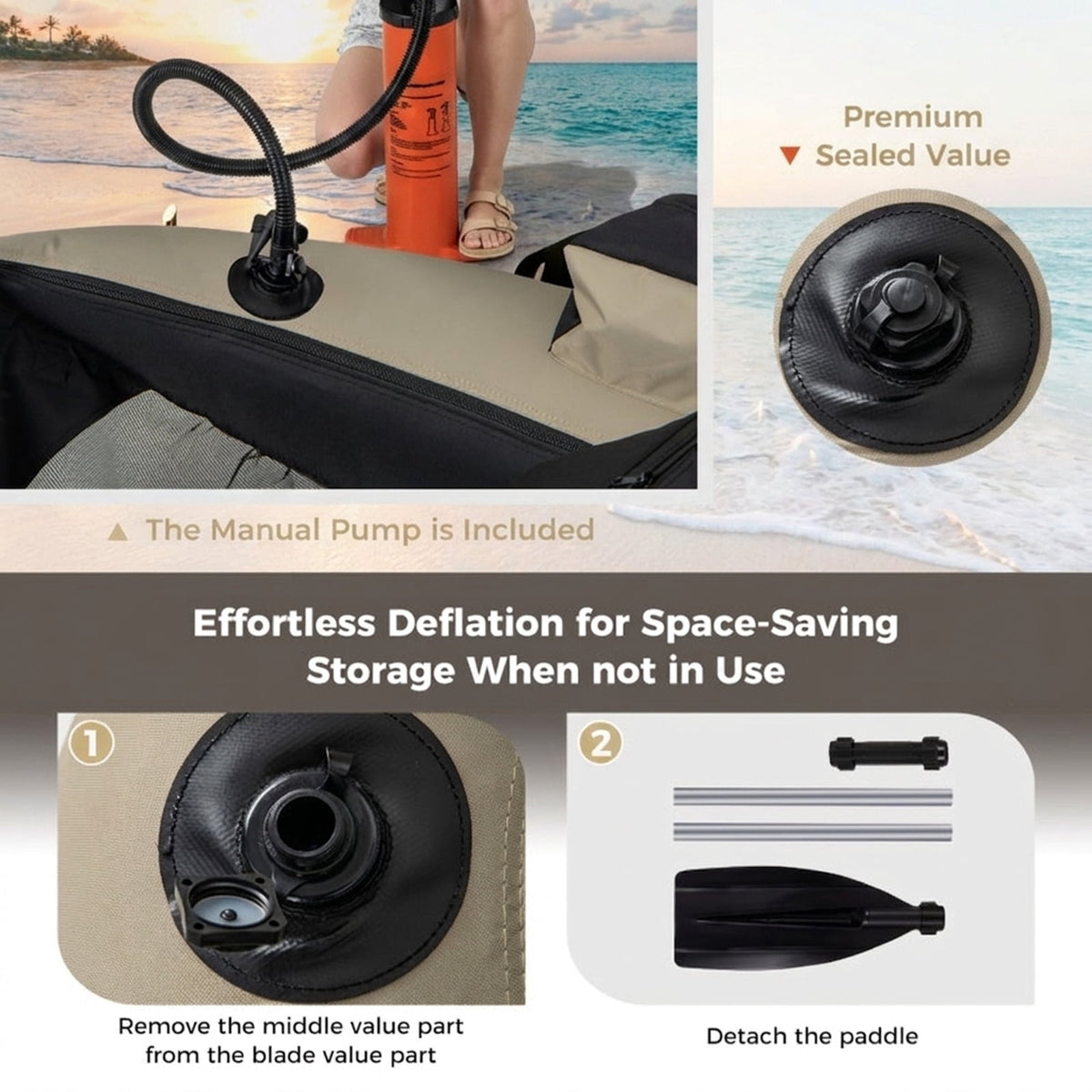 Airfind Inflatable Float Tube for Fly Fishing with Storage Pockets, Beige