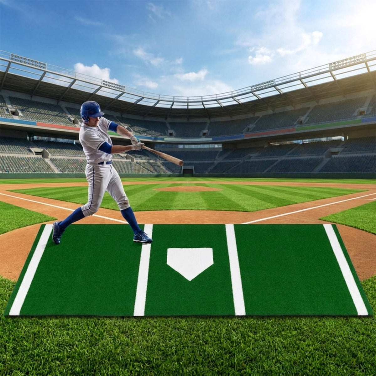 Airfind 10 ft x 3.8 ft Baseball and Softball Batter Practice Mat with Home Plate Markings, Green
