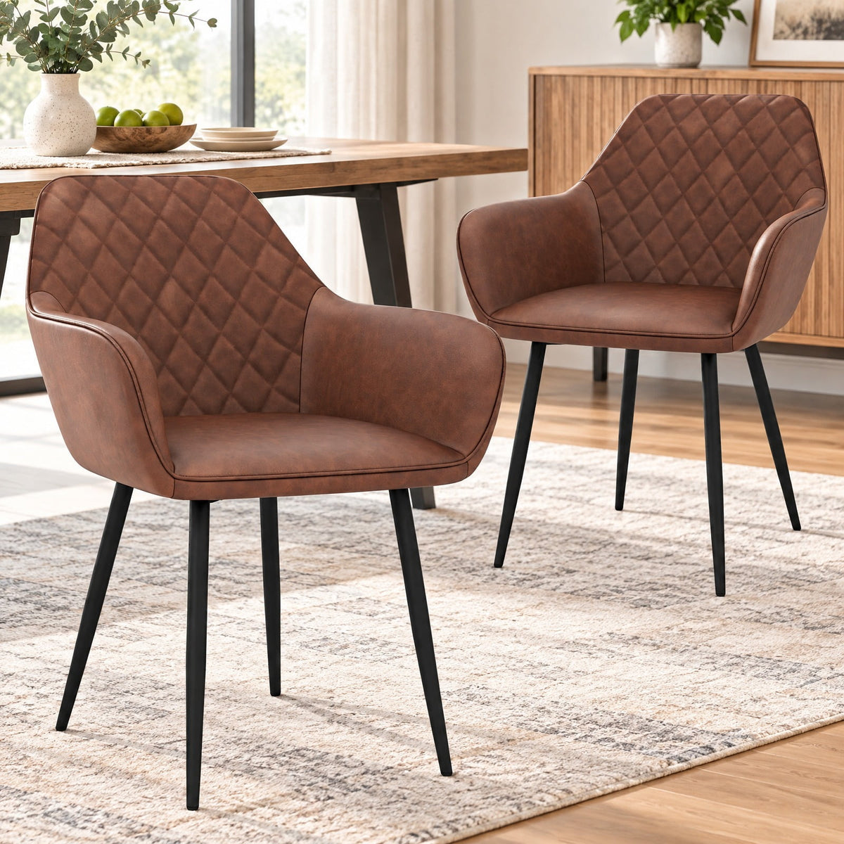 Airfind Leisure Dining Chair Set of 2 with Curved Backrest and Wide Seat, 330 lbs Capacity, Fabric Metal Frame, 23.5 x 21.5 x 33 Footprint, Gray