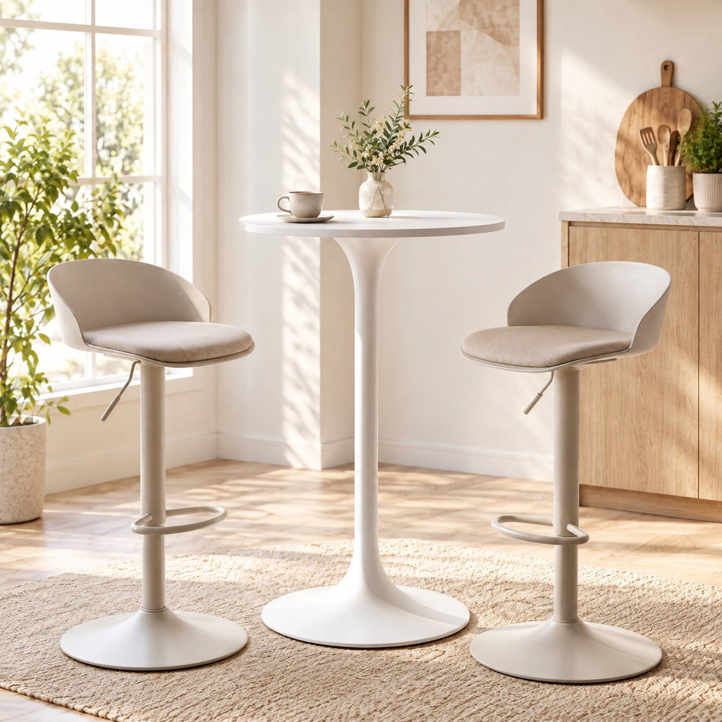 Airfind Set of 2 Adjustable Swivel Bar Stools w/ Back and Footrest 330 LBS for Dining, Stool 330 lbs Capacity, Metal Sponge PP Linen Fabric Frame