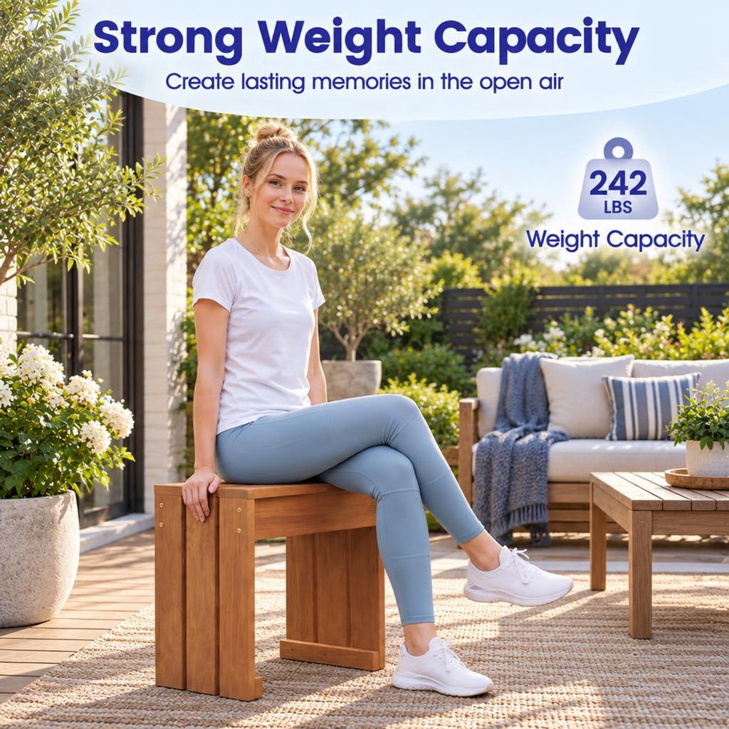 Airfind Multi-Use Solid Wood Backless Bench, Side Table and Plant Stand for Patio, Entryway, Living Room and Garden, 242 lbs Capacity, 18 Inch x 12 Inch x 17 Inch , Natural
