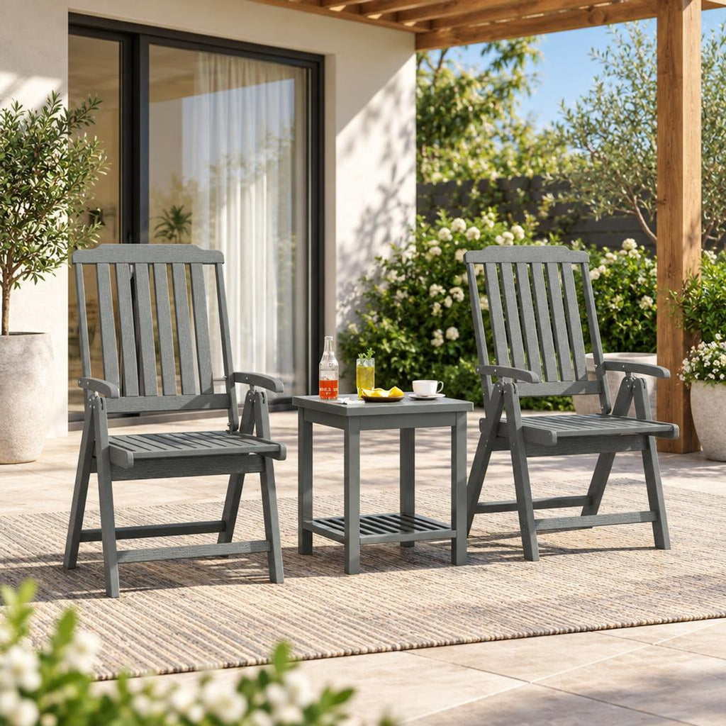 Airfind Foldable Patio Chair All, Weather HDPE Outdoor Dining Chair with Armrest, Gray, The slatted design effectively prevents water accumulation