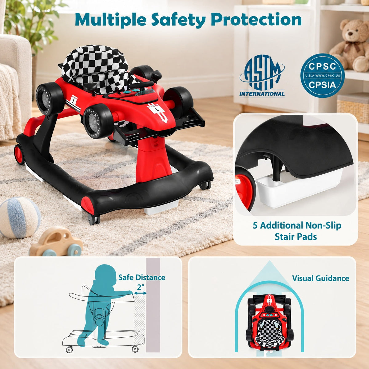 Airfind 4-in-1 Foldable Activity Push Walker with Adjustable Height, 25 lbs Capacity, PP polyester sponge Frame, 29 x 24 x 20/21/22 Footprint
