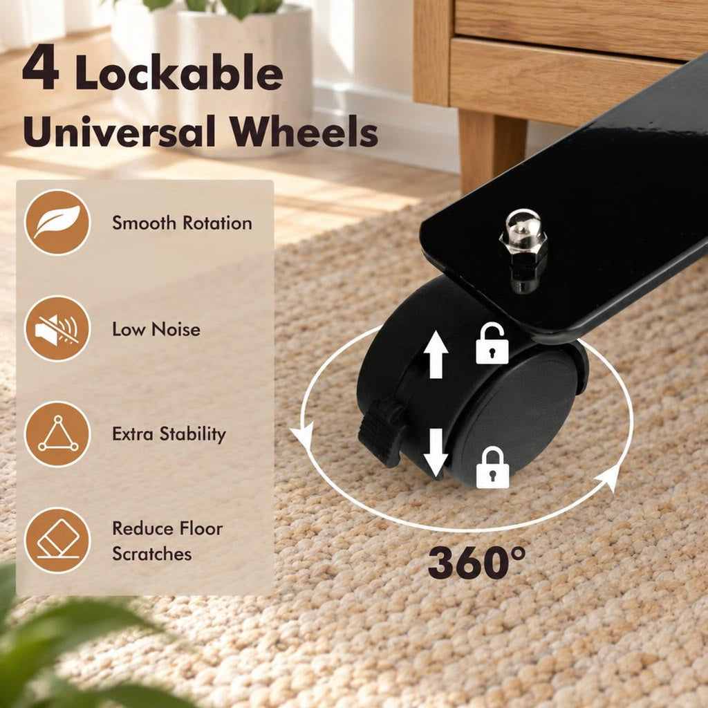 Airfind 6 Feet Single Panel Rolling Room Divider with Smooth Wheels, Metal polyester Frame, 73 x 12 x 73 Footprint, Brown