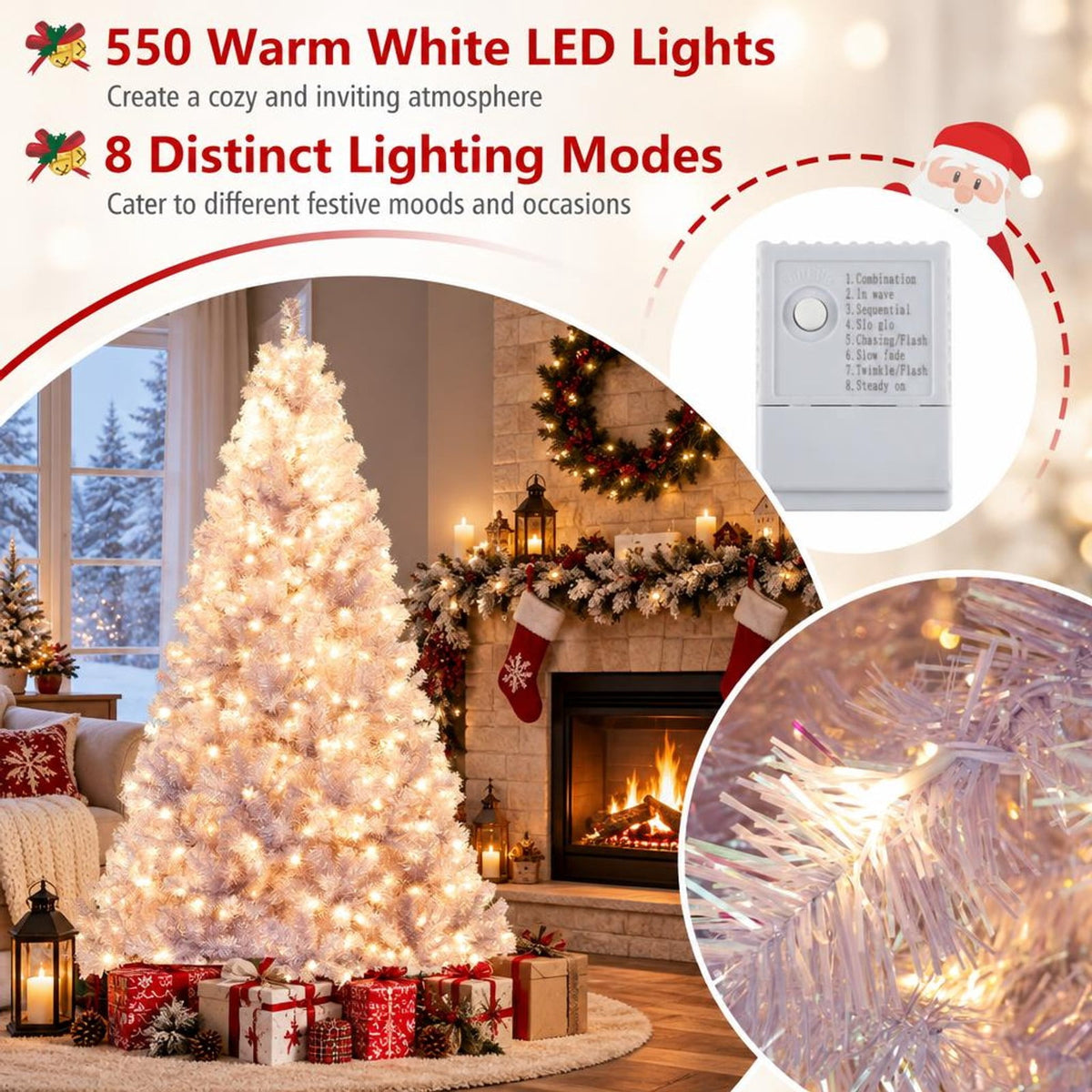 Airfind 7.5 FT Pre-Lit Tinsel Christmas Tree Artificial Xmas Tree, PVC PET Metal, 4.5 X 7.5 Ft, Lavender Purple for Convenient Everyday Use, Purple