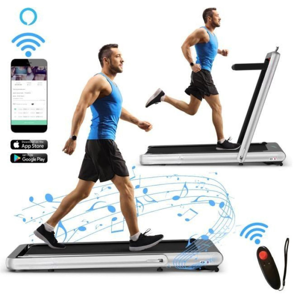 Airfind Folding Treadmill for home with 4.75HP 2-in-1 Walk-to-Run Motor and App Sync to track pace and calories for small spaces, Silver