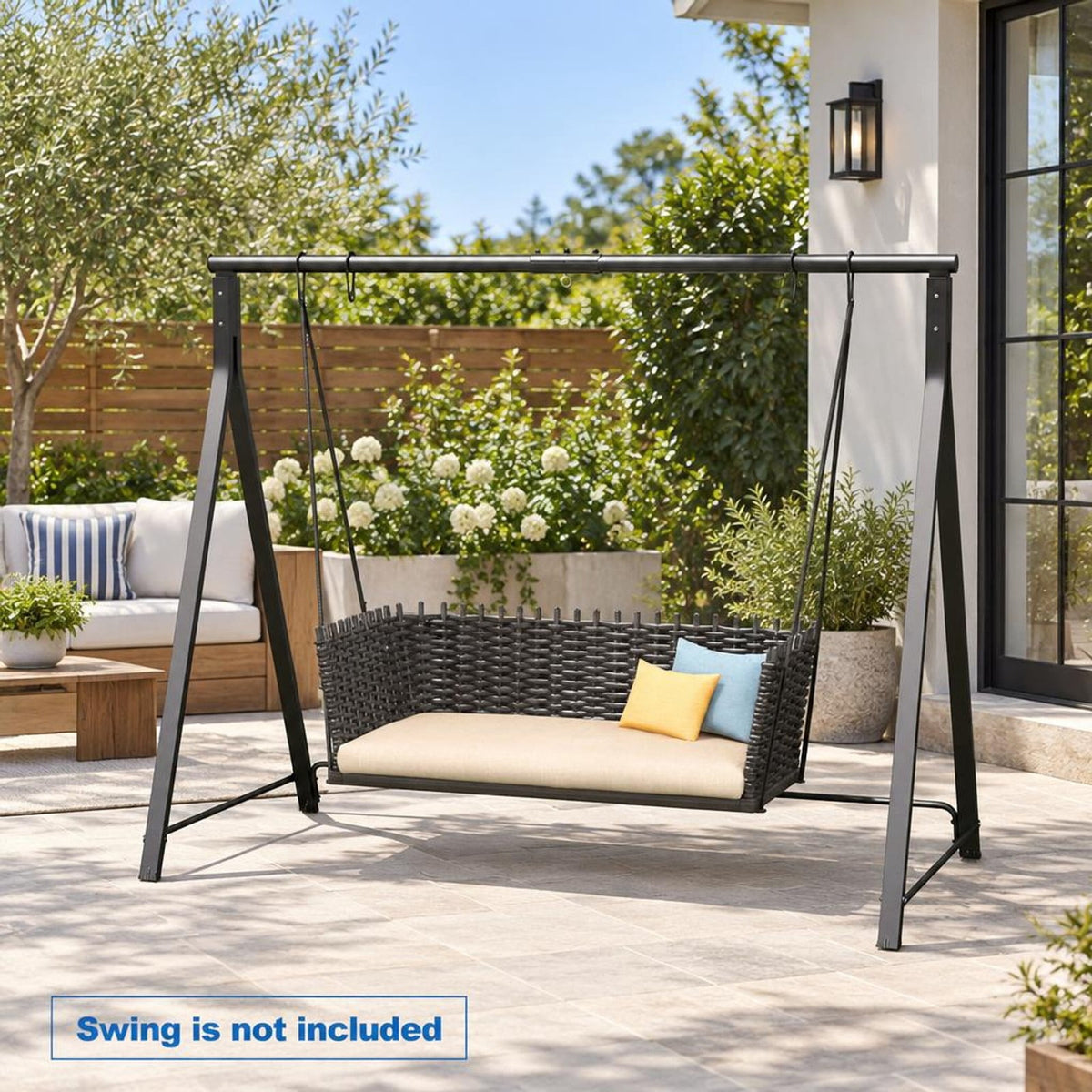 Airfind Patio Metal Swing Stand with A-Shaped Structure, 350 lbs Capacity, Metal Frame, 83 x 45 x 69 Footprint, Black