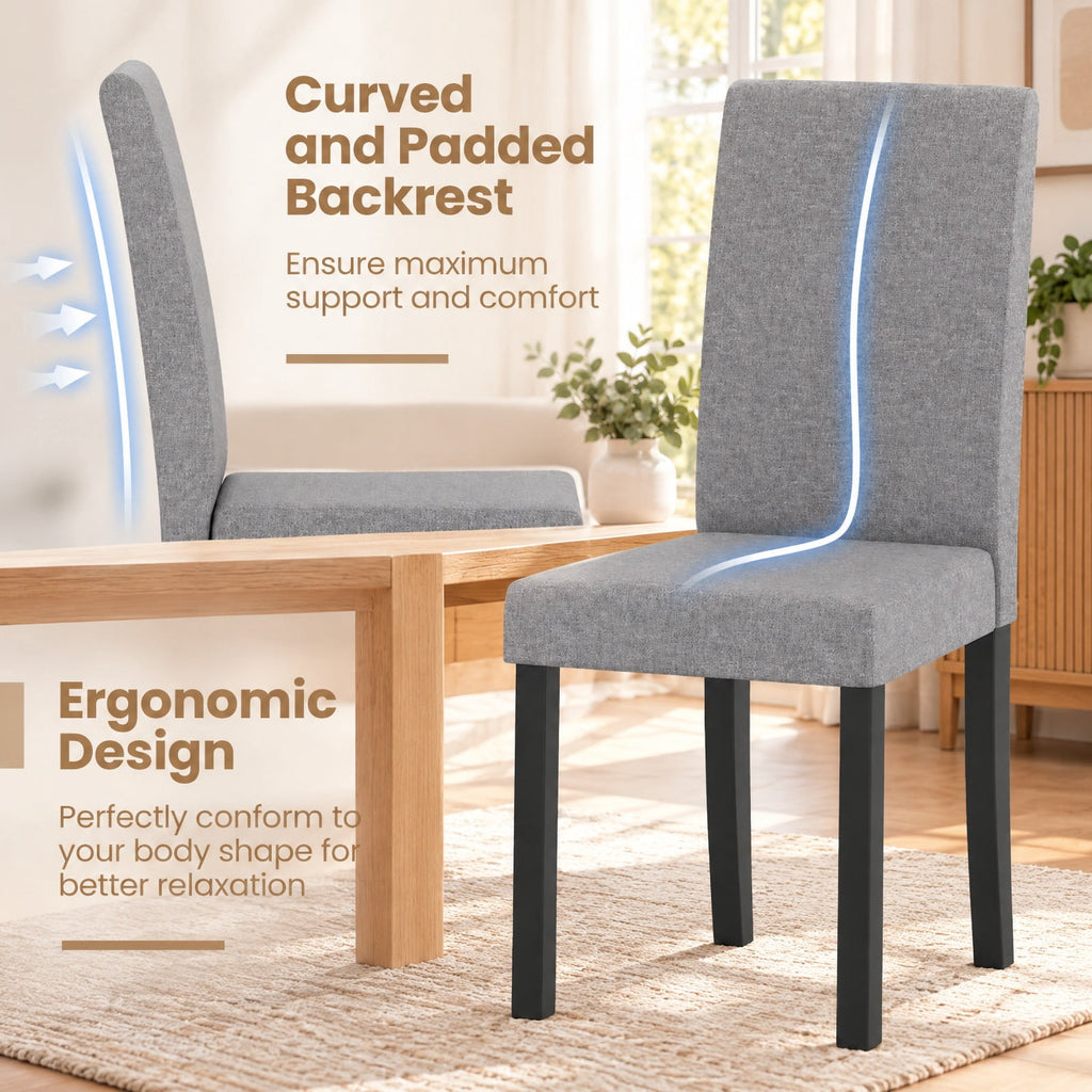 Airfind Set of 2 Dining Chair Mid-Century Modern Fabric Upholstered Parson Chairs, Chair 330 lbs Capacity, 17in x 22in x 35.5in Footprint, Light Gray
