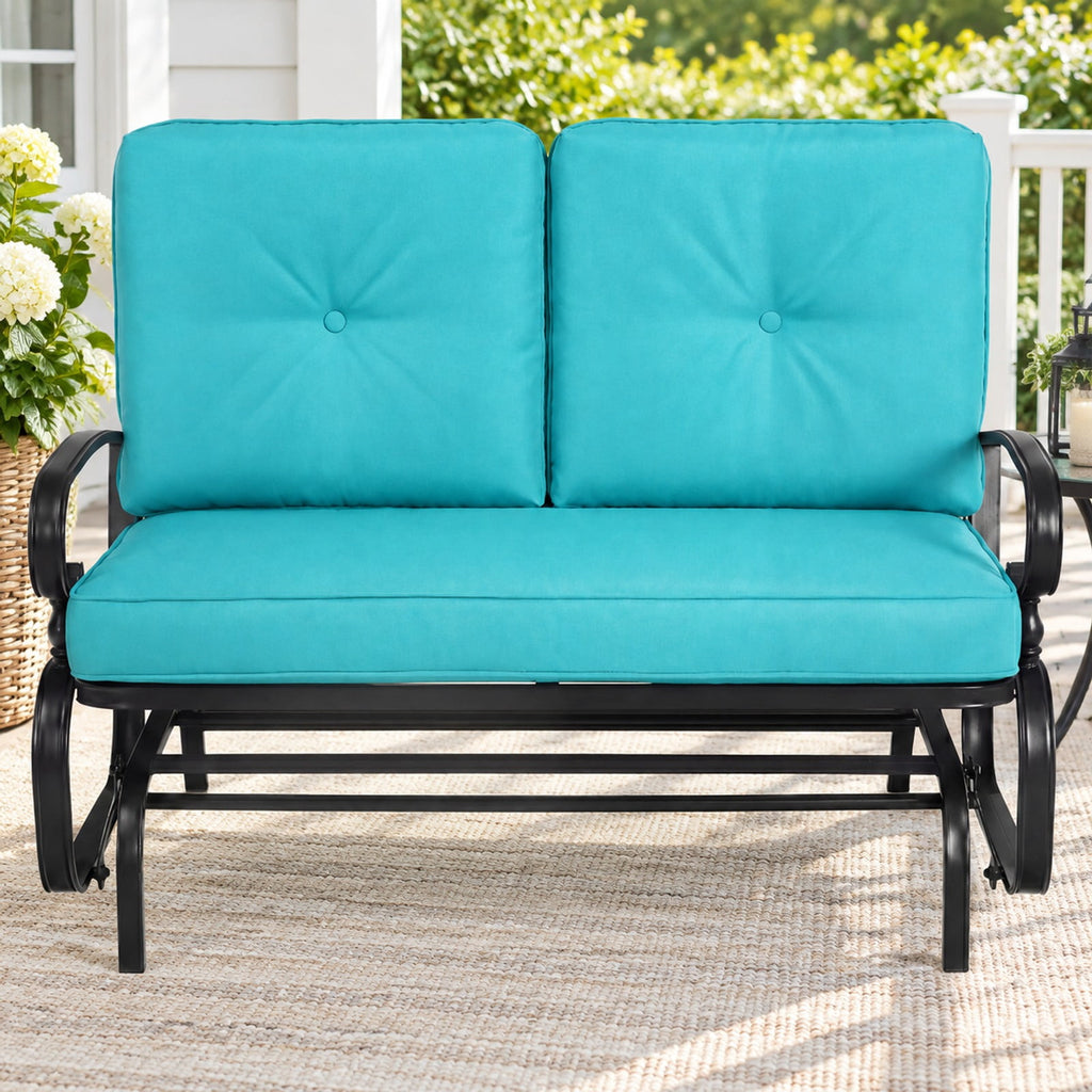 Airfind 2 Seats Outdoor Swing Glider Chair with Comfortable Cushions, 440 lbs Capacity, Steel olefin fabric foam Frame, Green