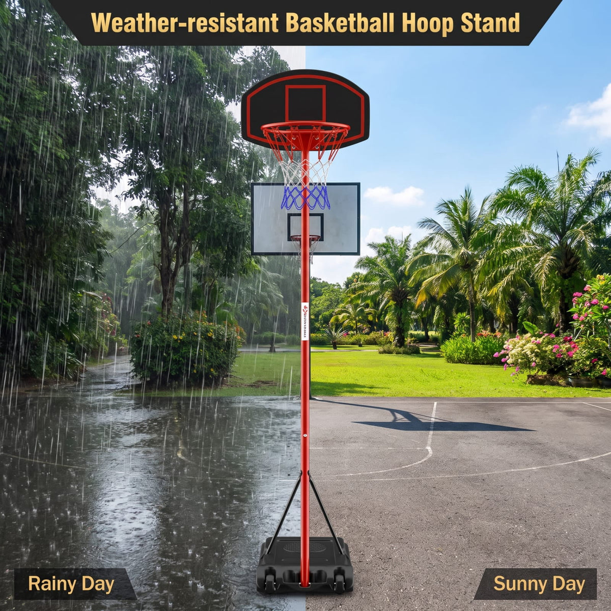 Airfind Portable Basketball Hoop with 5.5 to 7.5 Foot Adjustable Height Shatterproof HDPE Backboard and Fillable Base with Wheels, Black
