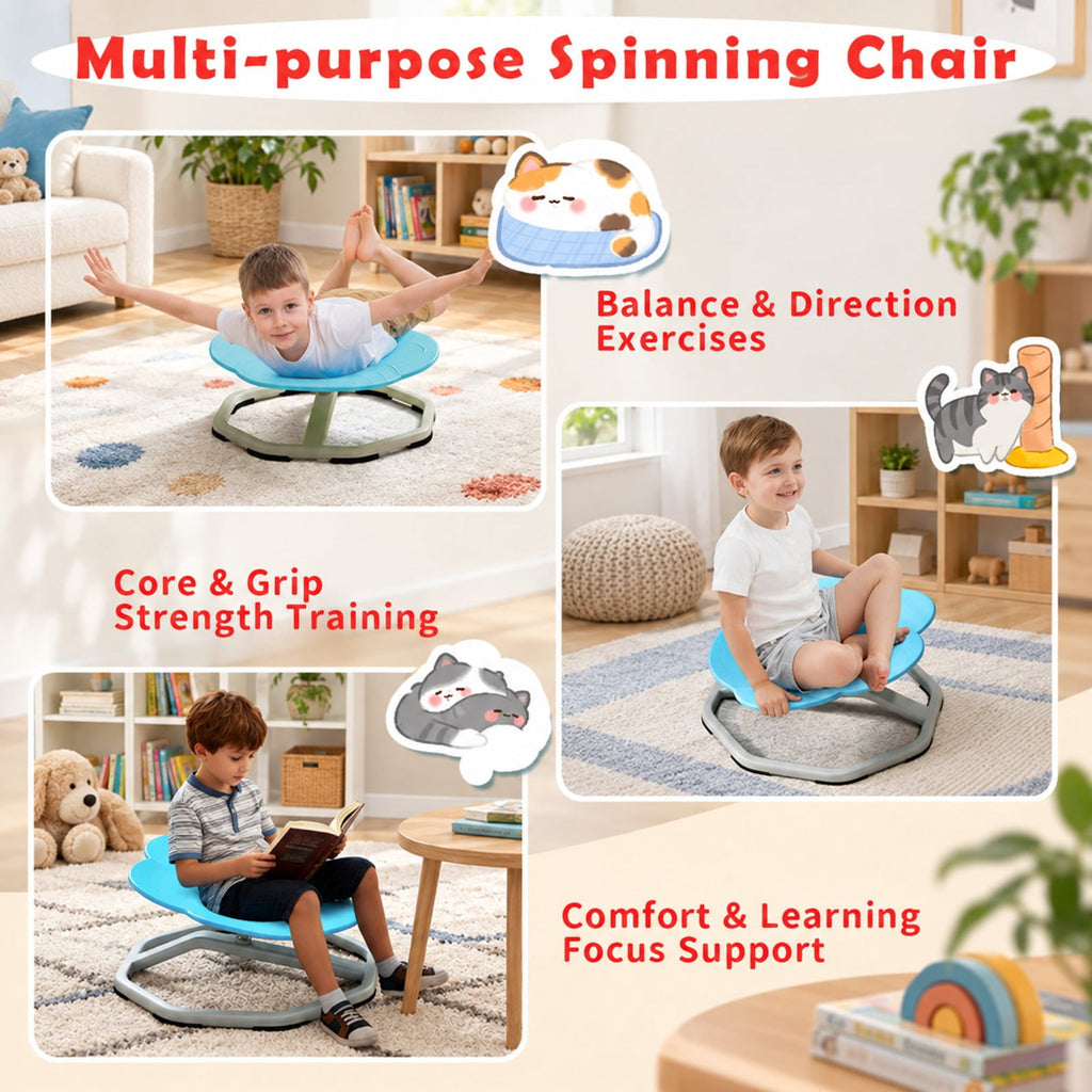 Airfind Kids Sensory Swivel Chair Cat Claw 360° Spinning Chair with Non-Slip Metal Base, 220 lbs Capacity, PP Metal Frame, Blue