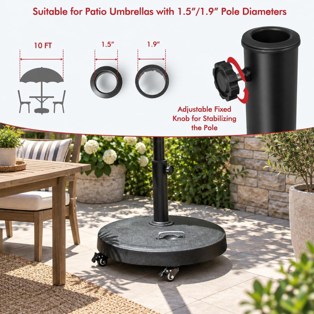 Airfind 51LBS 20.5Inch Outdoor Umbrella Base with Wheels and Handles, 20.5 x 16.5 (Dia. x H)Suitable Umbrella Pole Footprint