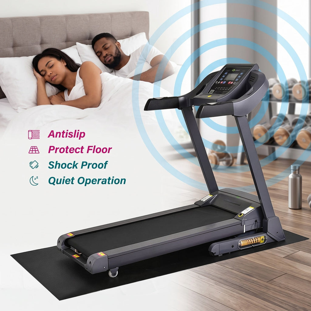 Airfind 78 Inch Long Thicken PVC Equipment Mat for Treadmill and Exercise Bike to Protect Home and Gym Wood Floors, Black
