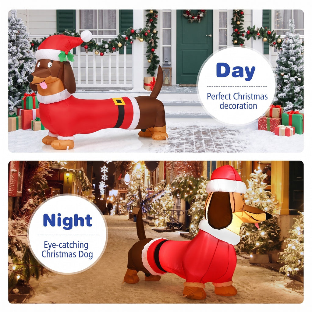 Airfind 5 Feet Inflatable Christmas Dog with LED Lights, 190T Polyester Fabric, 5.2 Ft x 1.5 Ft x 3.6 Ft (L x W x H) Item Weight: 2 lbs, Unspecified