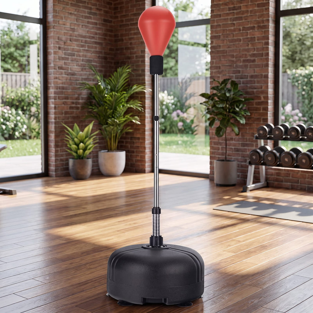 Airfind Adjustable Freestanding Punching Bag with Fillable Base and Boxing Gloves for Home Gym Fitness and Professional Training, Red