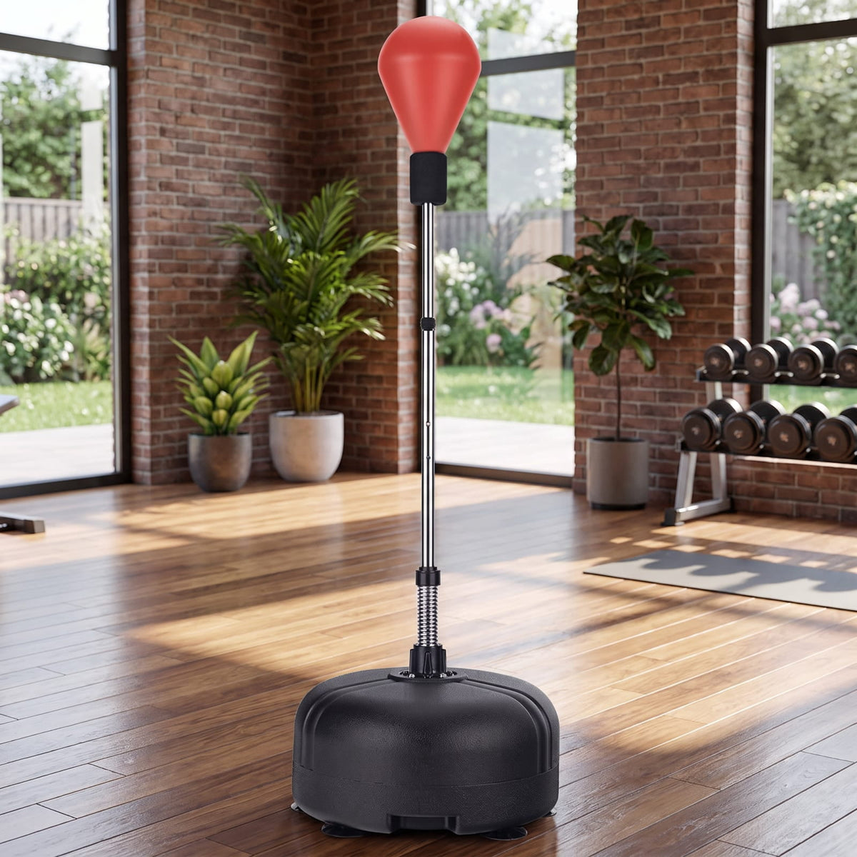 Airfind Adjustable Freestanding Punching Bag with Fillable Base and Boxing Gloves for Home Gym Fitness and Professional Training, Red