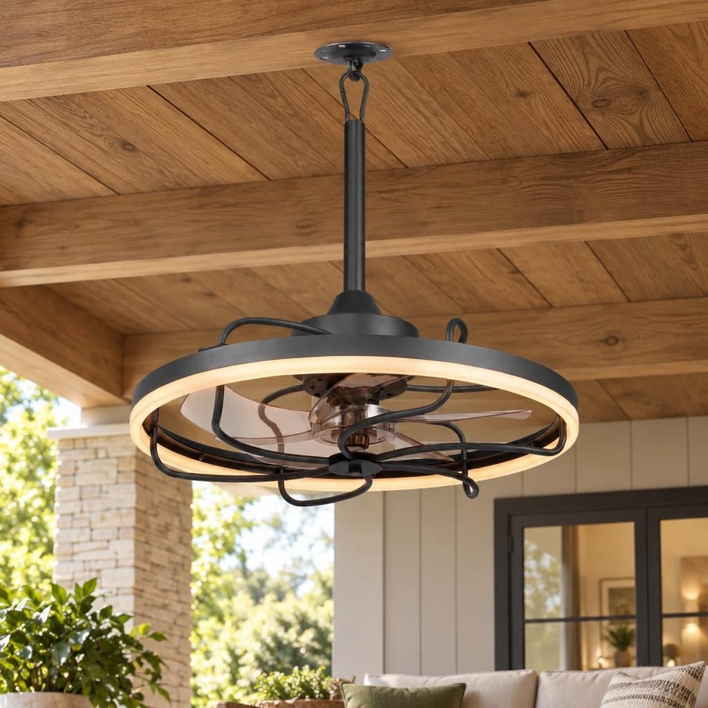 Airfind 20 Inch Ceiling Fan with Dimmable LED Light 6 Speeds and Timer, ABS Frame, 20 Inch x 15 Inch Footprint, Memory Function for Added Convenience, Black