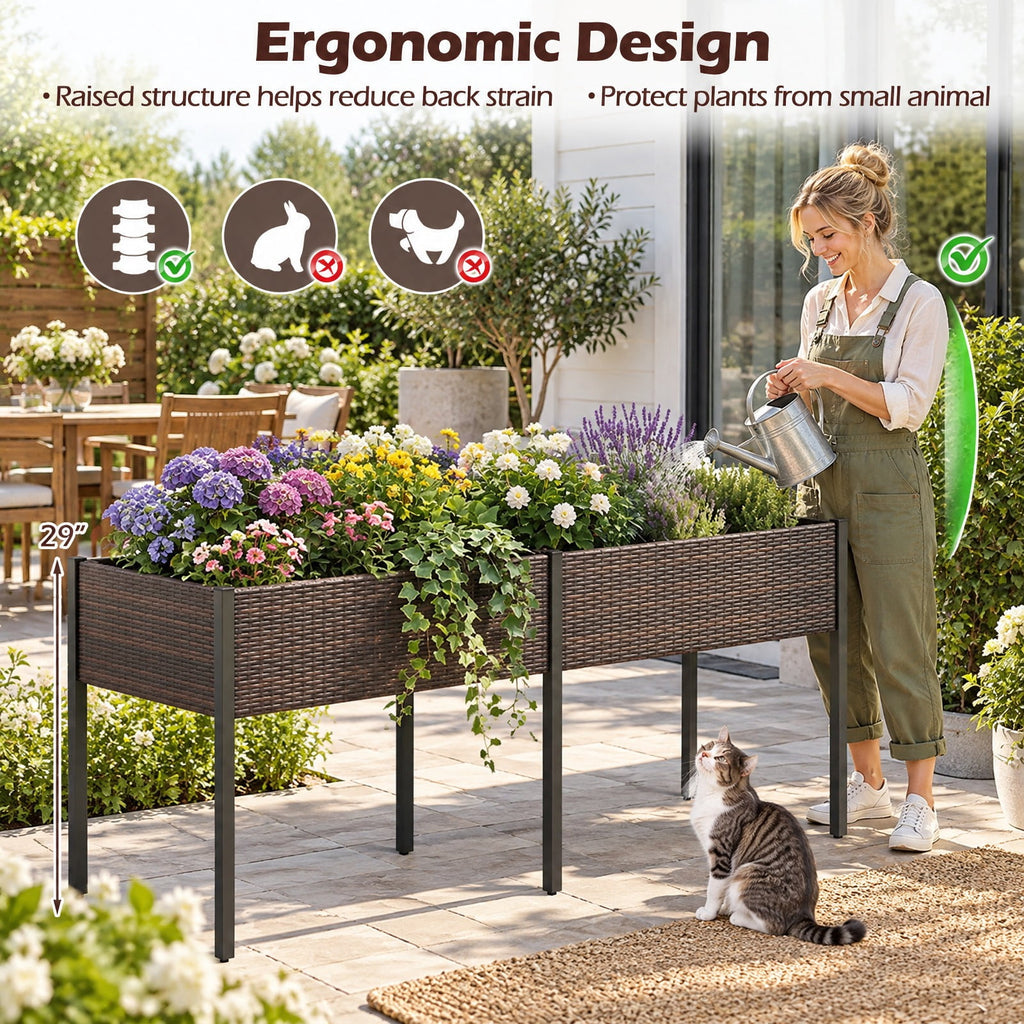 Airfind Raised Garden Bed with Legs and Removable Liner for Vegetables Herbs Patio, Planter 176 lbs Total Capacity, PE Rattan Metal Fabric Frame
