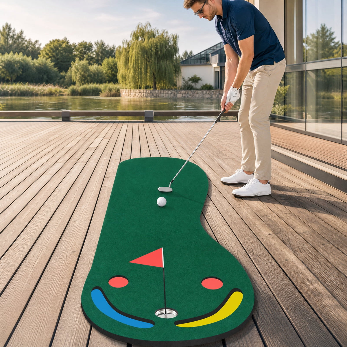 Airfind Golf Putting Green Set for Indoor Outdoor Use, Practice Putting Mat with Training Cup Flag and Ball Ramp for Home Office