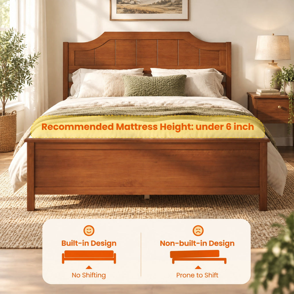 Airfind Full Size Solid Wood Platform Bed Frame with Headboard in Walnut, 440 lbs Capacity, 79.5 x 58 x 39 Bed Platform Footprint, Walnut