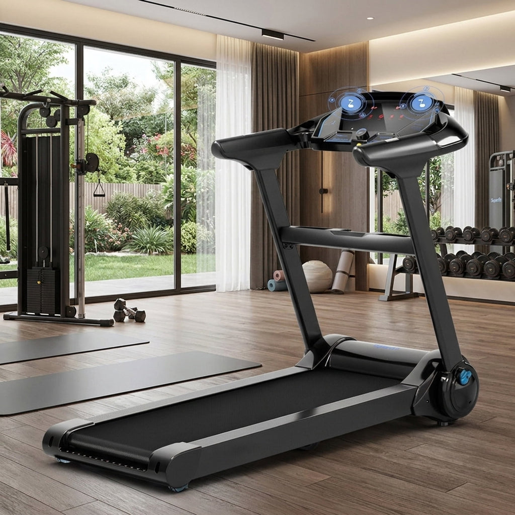 Airfind 2.25 HP Folding Treadmill with Audio Console Walking Treadmill for Home with Cushioned Deck and Transport Wheels Supports 265 lbs, Black