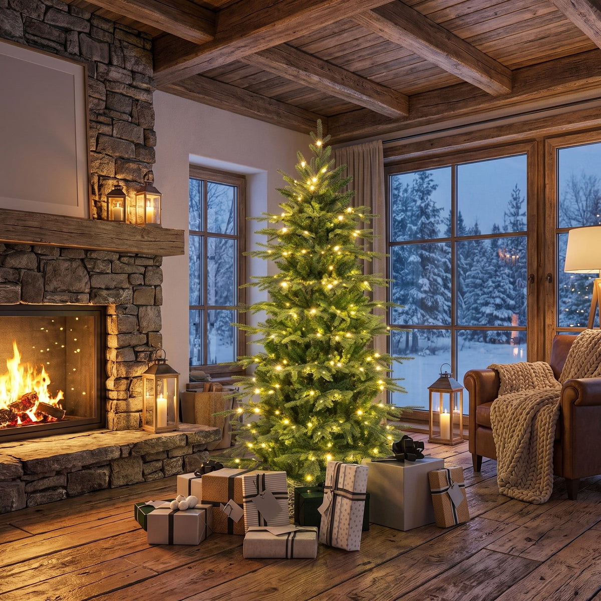 Airfind 6 Feet Pre, PVC PE Metal Tree Height 6 ft Tree Width 3.6 ft Frame, White, Diameter of the Metal Base 20 Inch