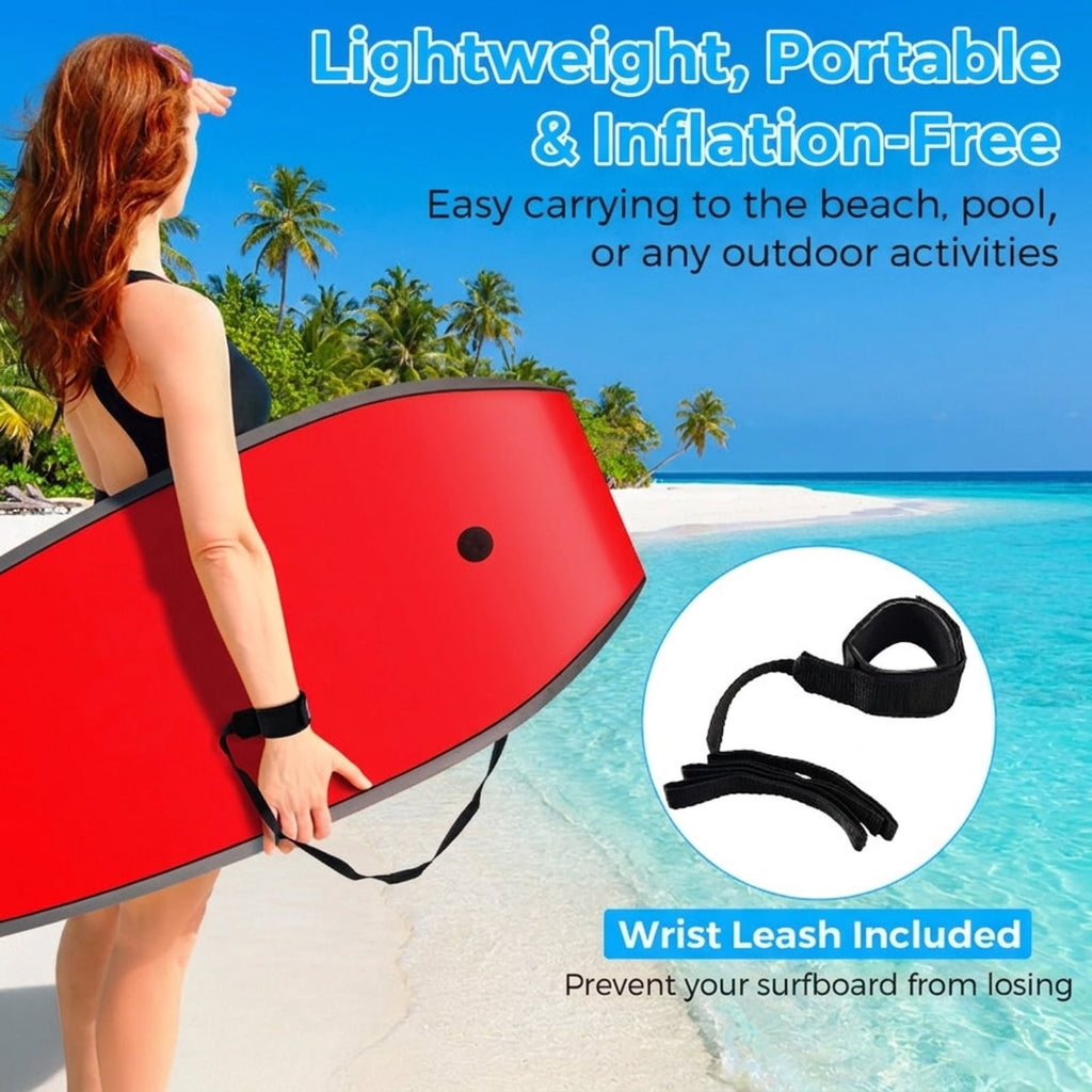 Airfind 37 Boogie Board with Sunset Splash Graphic Deck ¡ª EPS Core, XPE Top, HDPE Slick Bottom, Crescent Tail, Coiled Wrist Leash