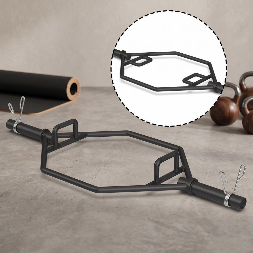 Airfind 56 Inch Olympic Hexagon Deadlift Trap Bar with Folding Grips, Heavy-Duty Steel Powerlifting Hex Bar with Dual Knurled Handles for Home Gym, 800 lbs, Black