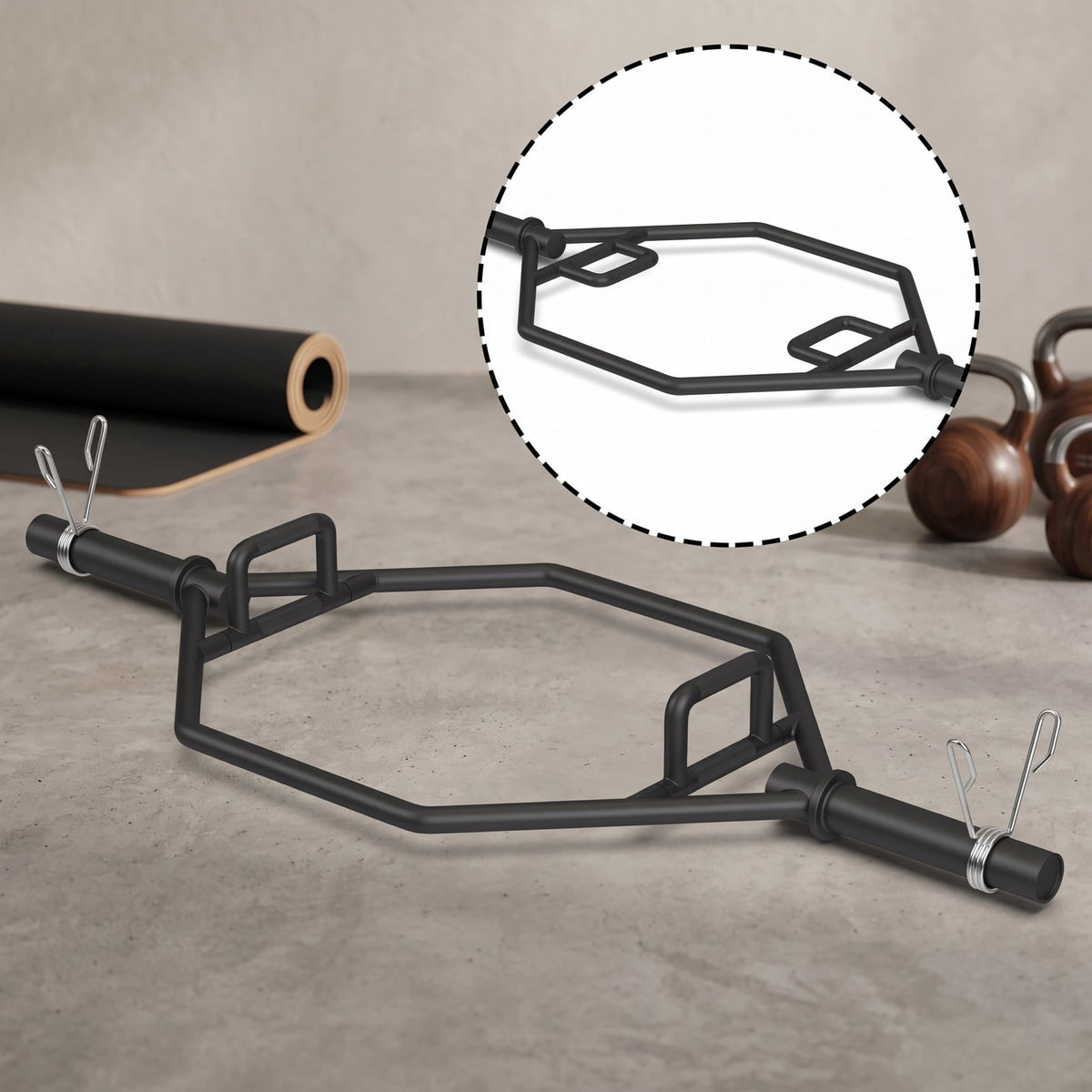 Airfind 56 Inch Olympic Hexagon Deadlift Trap Bar with Folding Grips, Heavy-Duty Steel Powerlifting Hex Bar with Dual Knurled Handles for Home Gym, 800 lbs, Black