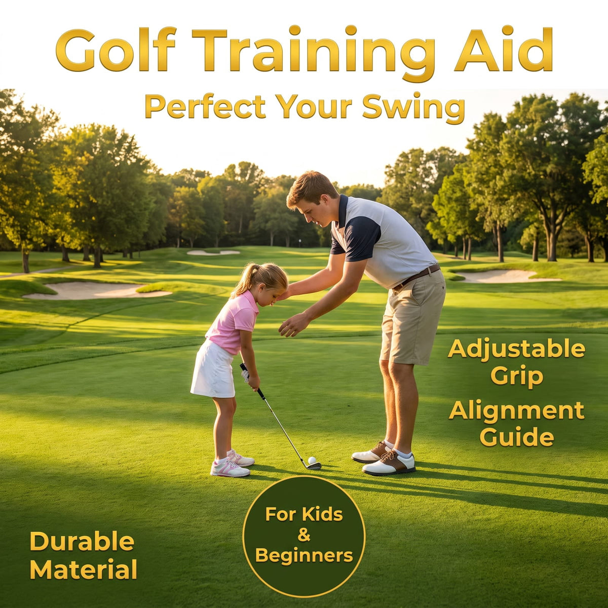 Airfind Junior Complete Golf Club Set Right Hand with Stand Bag Rain Hood and 4 Clubs for Kids Ages 5 to 7 Beginners, Green