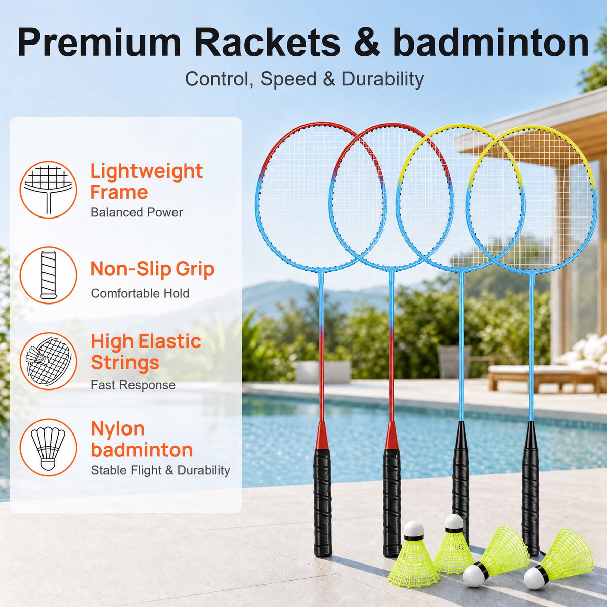 Airfind Volleyball and Badminton Set, Outdoor Portable Badminton Net with Adjustable Height, Complete Net Set with Accessories for Backyard and Beach