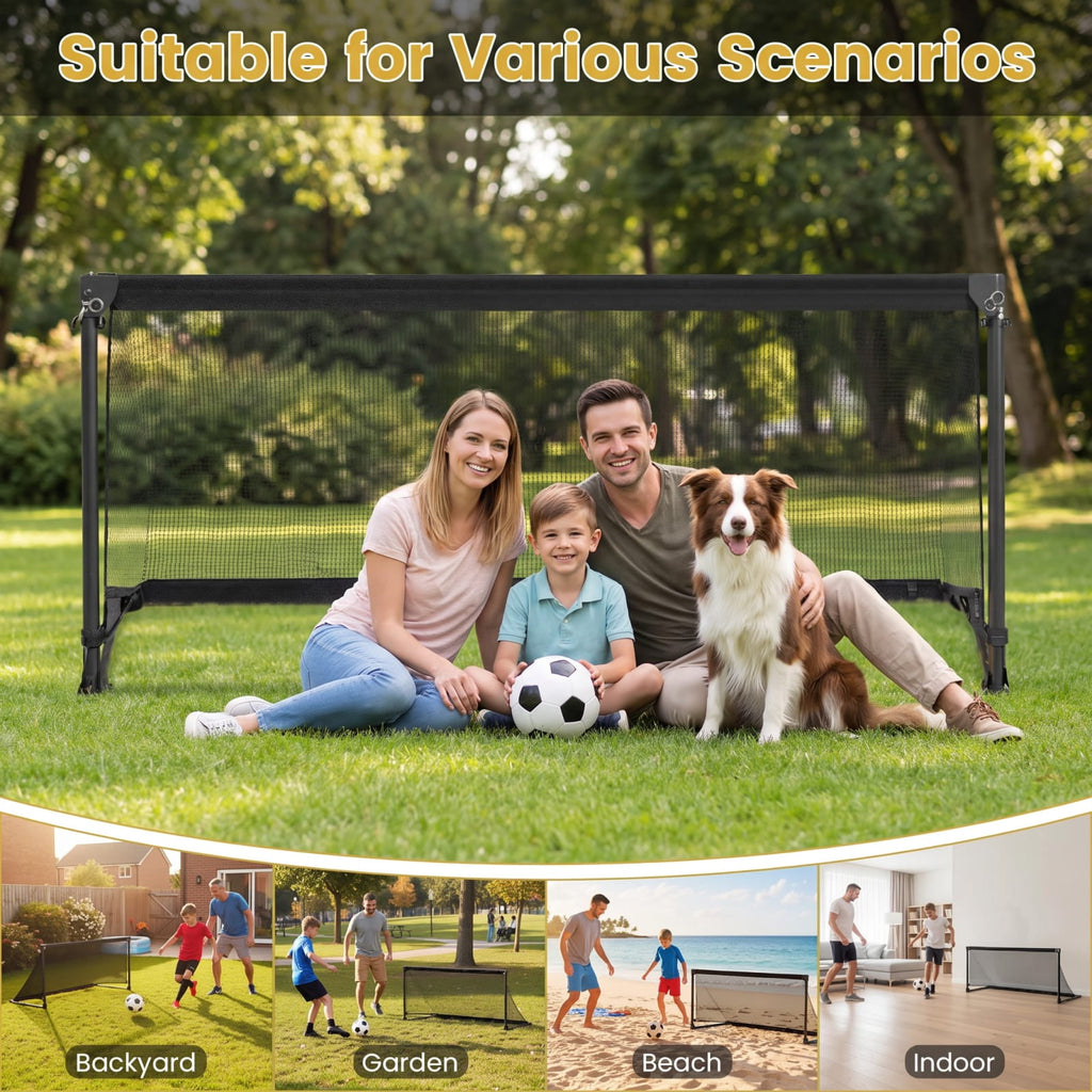 Airfind Portable Pop Up Soccer Goal for Kids with Heavy Duty Metal Frame and Ground Stakes for Backyard Training and Outdoor Practice, Black