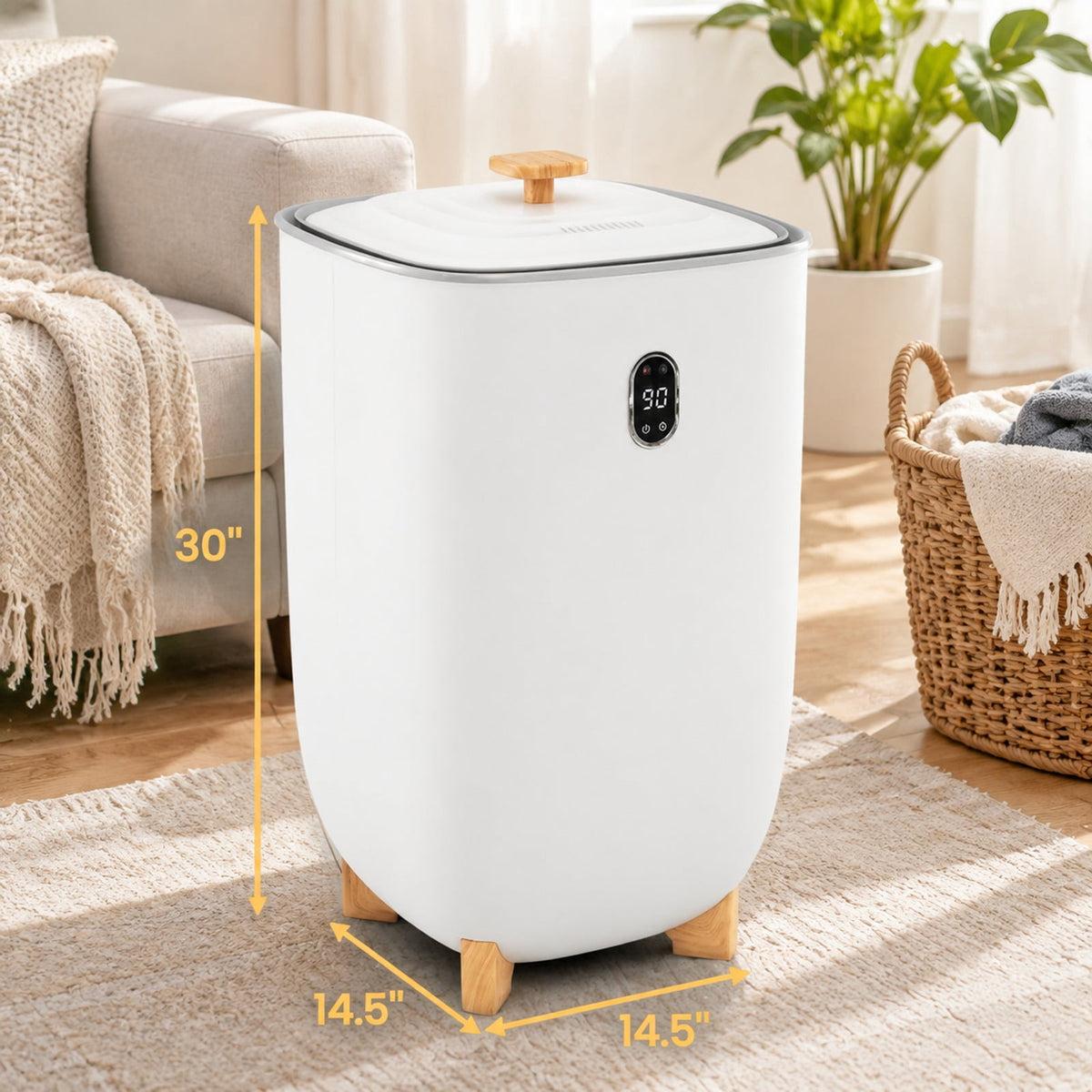 Airfind 40L Towel Warmer Luxury Hot Towel Bucket featuring 2 Heating Temperatures, PP PC Stainless Steel Frame, 14.5 Inch x 14.5 Inch x 26 Inch Footprint, White