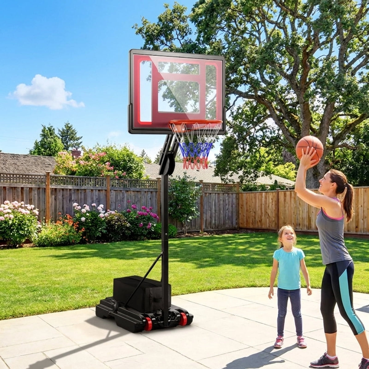 Airfind Portable Basketball Hoop with Adjustable Height from 5 to 10 ft and a Stabilizing Weighted Base for Driveway and Outdoor Play, Black