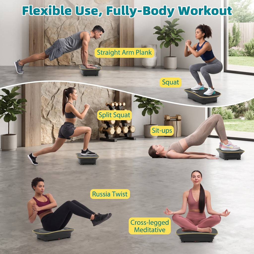 Airfind Vibration Plate Exercise Machine for Lymphatic Drainage and Weight Loss, Whole Body Vibration Platform with 10 Speed Intensities, LED Display and Remote, Black