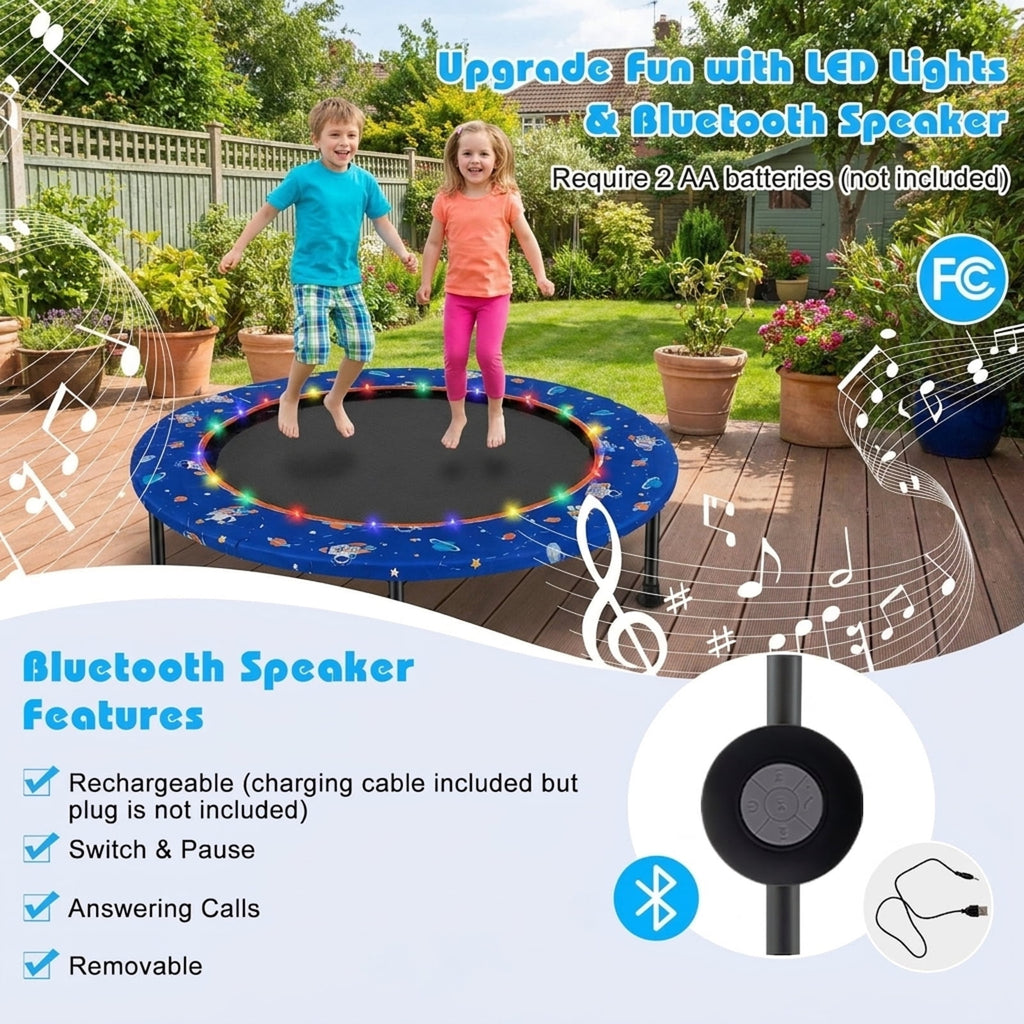 Airfind 36 Inch Mini Trampoline for Kids with LED Lights, Bluetooth