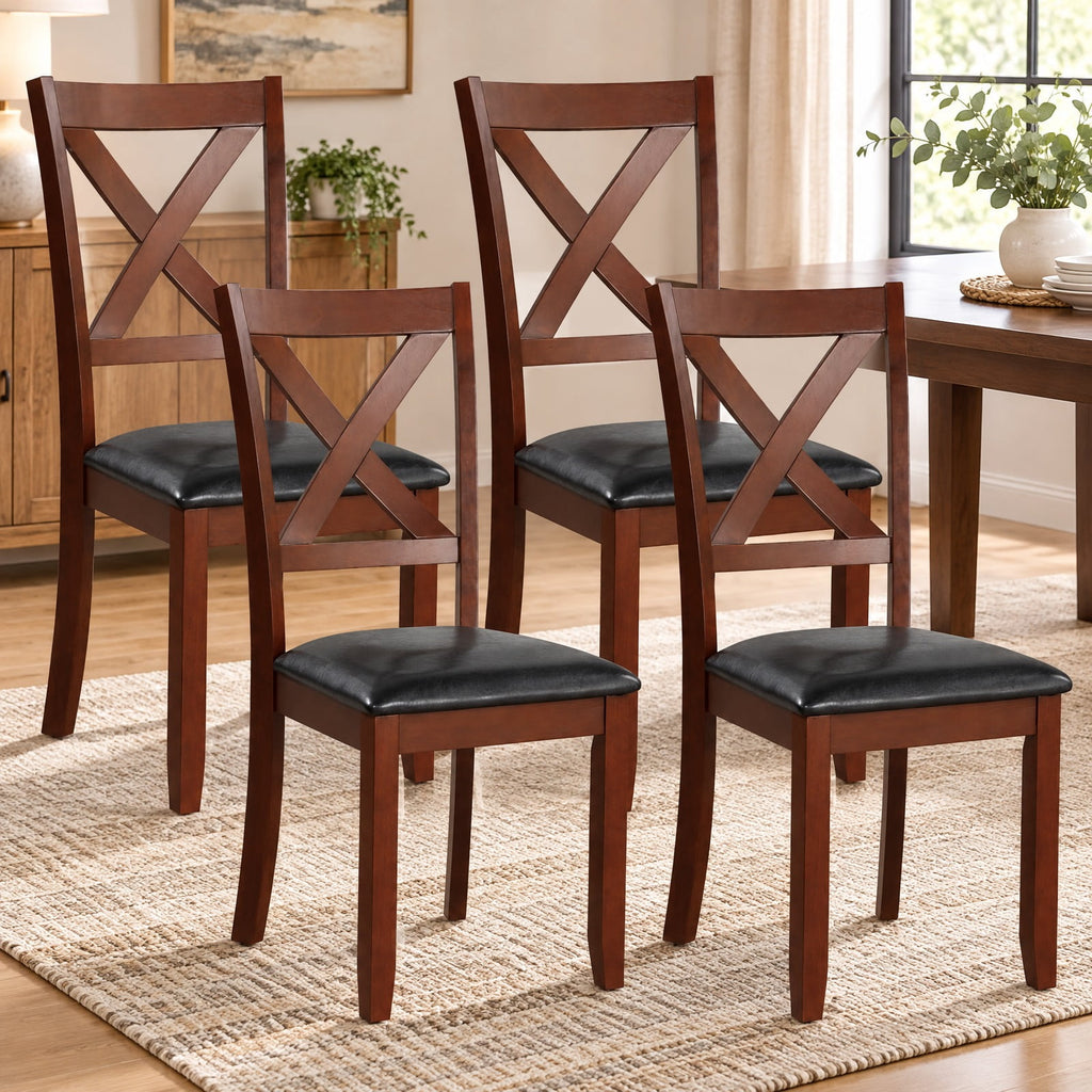 Airfind Set of 2 Wooden Kitchen Dining Chair with Padded Seat and Rubber Wood Legs, Capacity 355 lbs Capacity, 18 x 22 x 39 Footprint, Black