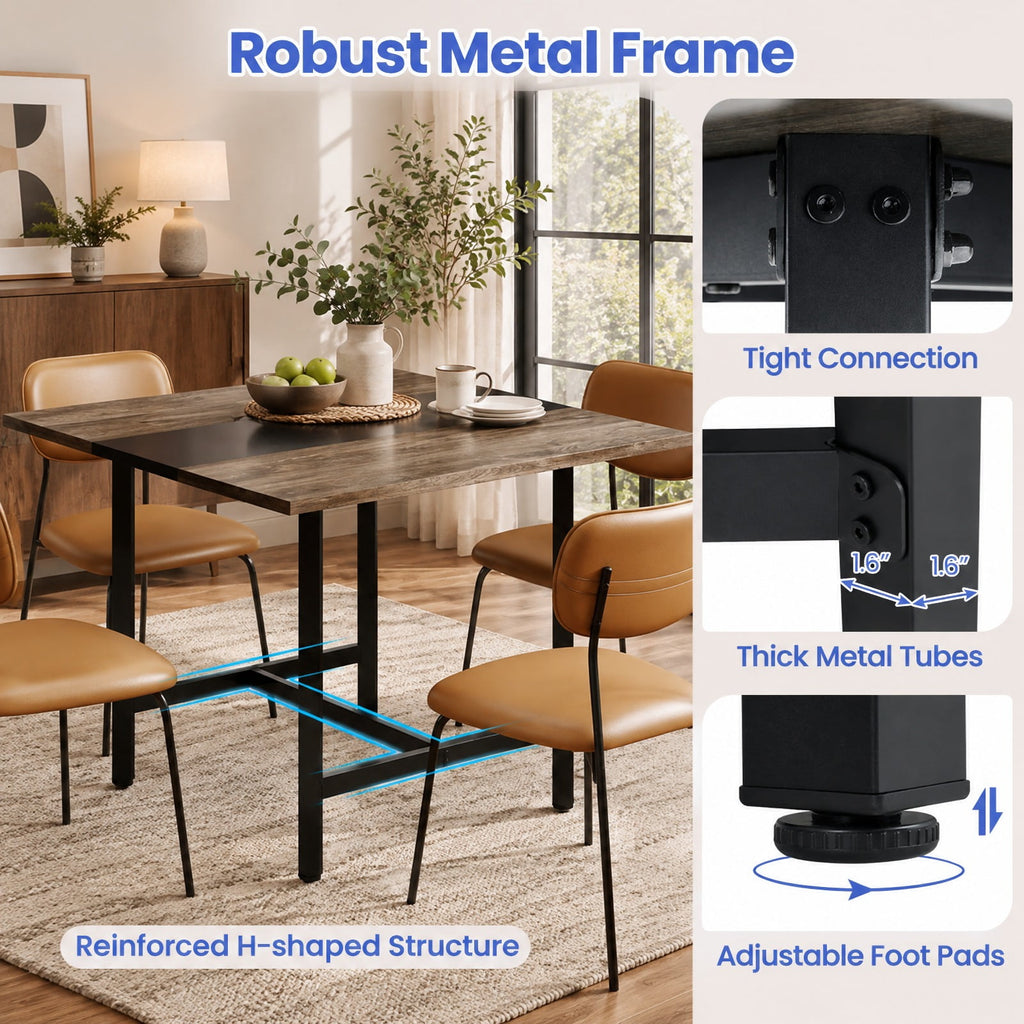 Airfind 39.5 Inches Square Conference Table Meeting Room Table with Thickened Tabletop, 200 lbs Capacity, Engineered Wood Metal Frame, Gray