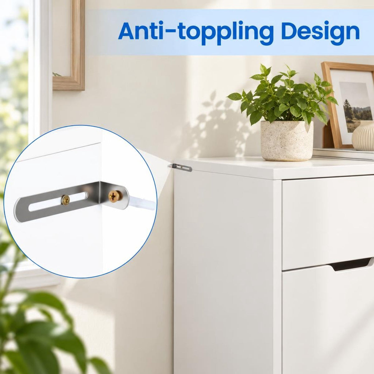 Airfind Bathroom Cabinet Freestanding Cabinet featuring 2 Doors and 3-Level Adjustable Shelf, 155 lbs Capacity, Engineered Wood Frame, White